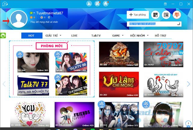 Thay đổi tên tài khoản TalkTV