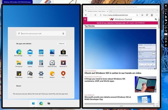 Giao diện của Windows 10X