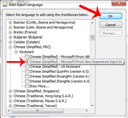 Đánh dấu vào ô Chinese (Simplified) – Microsoft Pinyin New Experience Input St