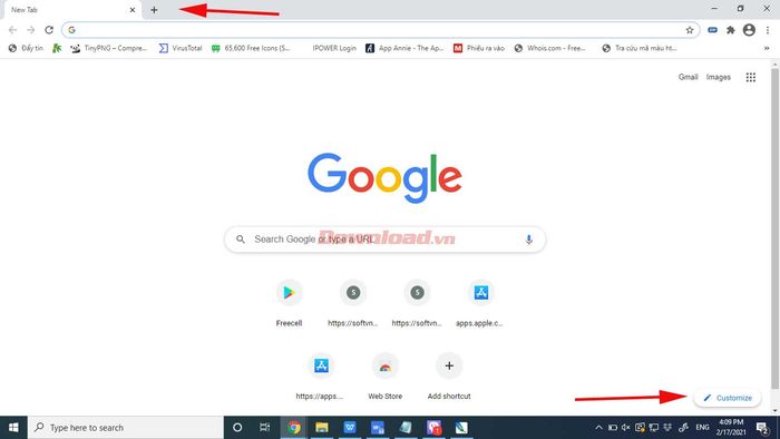 Tùy chỉnh tab mới trên Chrome