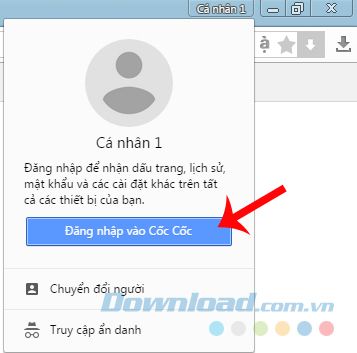 Login vào Cốc Cốc