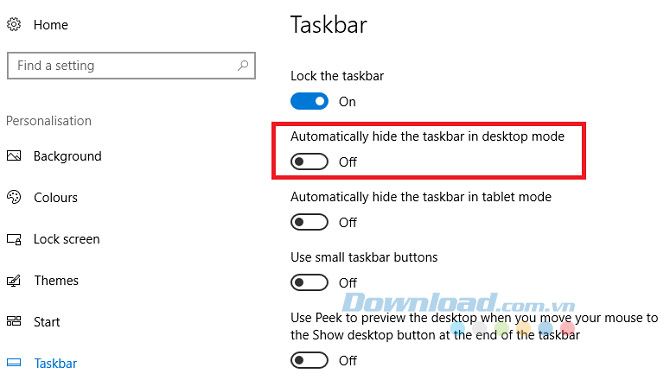 Che giấu thanh Taskbar