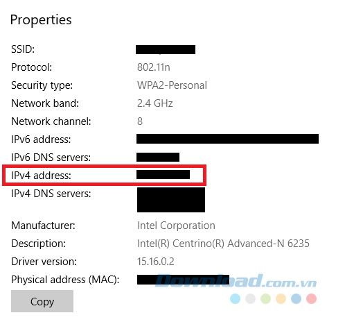 Tìm địa chỉ IP qua ứng dụng Settings