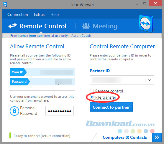 Sử dụng tính năng File Transfer để chia sẻ file một cách thuận tiện.