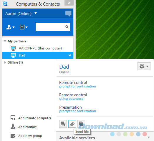 Click vào Computer & Contacts để bắt đầu chia sẻ.