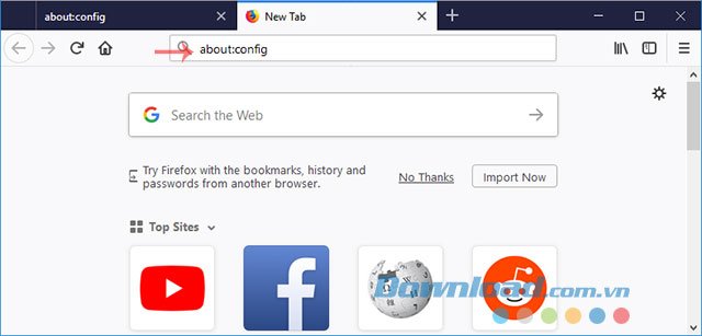 Nhập từ khóa vào thanh địa chỉ của Firefox