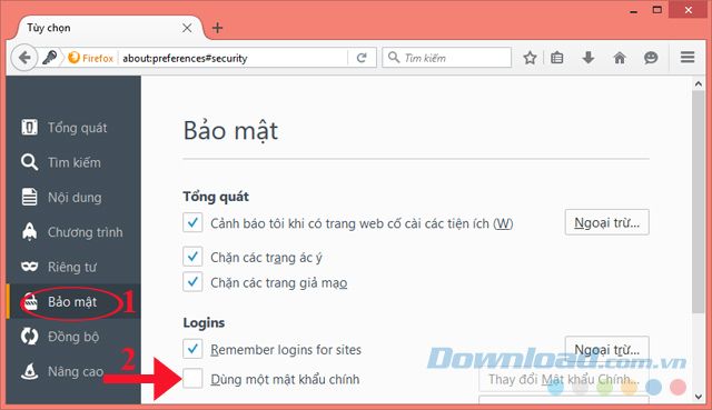 Tạo mật khẩu chính