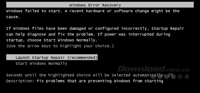 Windows gặp sự cố hoặc đóng băng trong quá trình khởi động