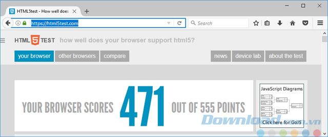 Kiểm tra Firefox qua HTML5Test