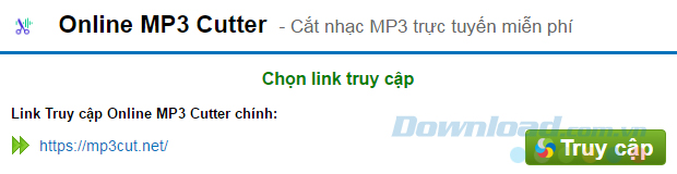 Tiếp theo, nhấn Truy cập để truy cập trang Online MP3 Cutter