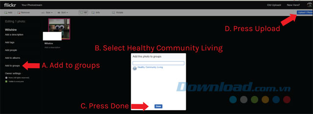 Tải ảnh lên nhóm trên Flickr