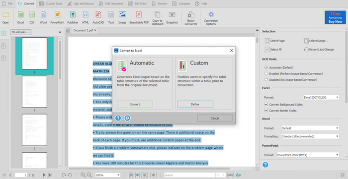 Chuyển đổi thành Excel