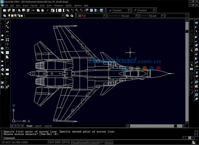 Giao diện vẽ trong AutoCAD