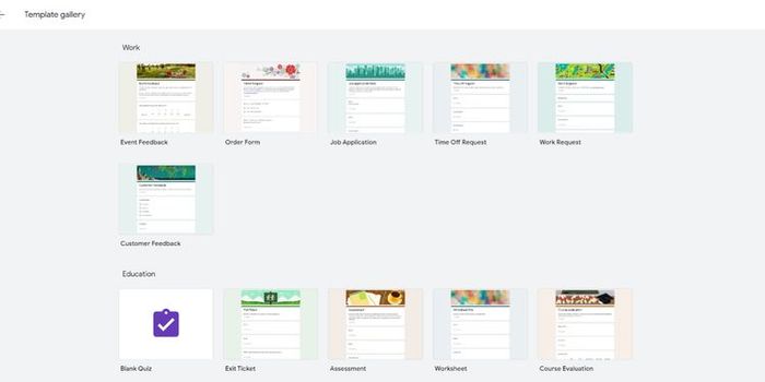 Thư viện mẫu trong Google Forms