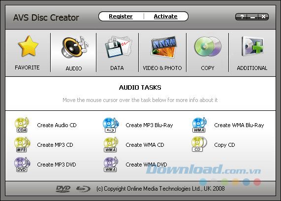 Ứng dụng AVS Disc Creator