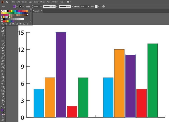 Tô màu cho biểu đồ trong Adobe Illustrator
