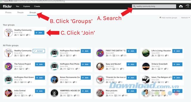 Gia nhập các nhóm trên Flickr
