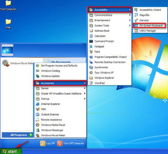 Bàn phím ảo trên Windows XP