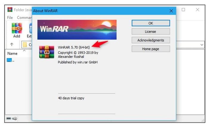 Kiểm tra phiên bản của WinRAR