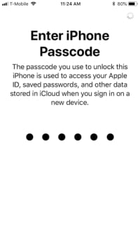 Nhập mã passcode trên iPhone