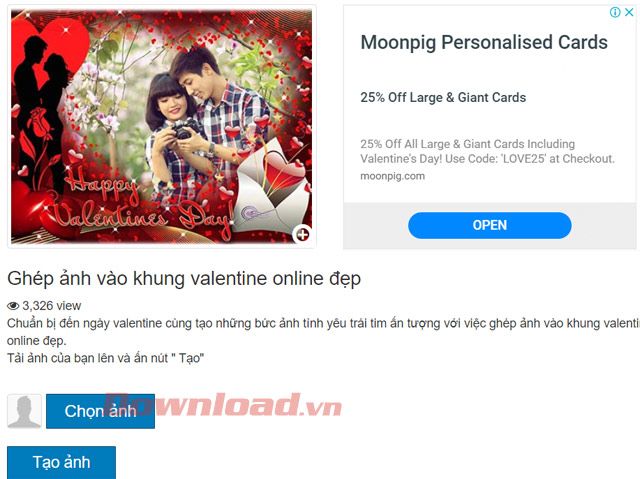 Tạo ảnh Valentine của bạn