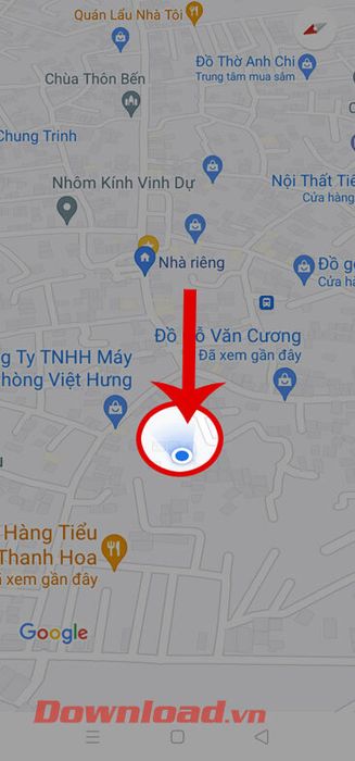 Nhấn vào biểu tượng hình tròn màu xanh