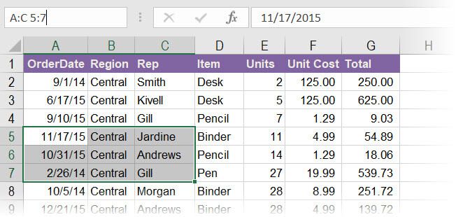 Phần giao nhau giữa hai phạm vi ô trong Excel