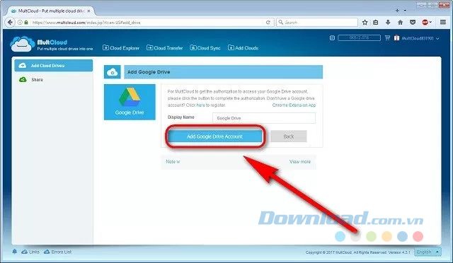 Thêm Tài Khoản Google Drive