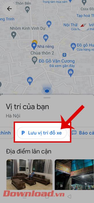 Chạm vào nút Lưu vị trí đỗ xe