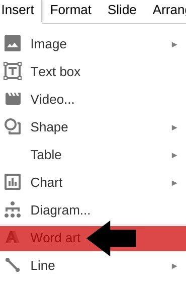 Văn bản nghệ thuật trong Google Slides