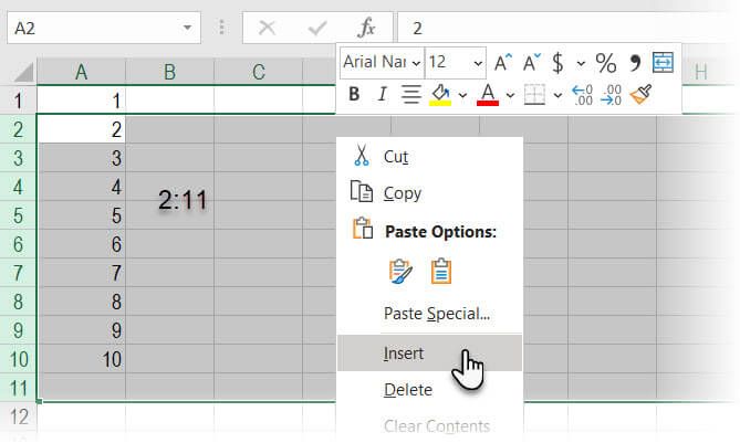 Chèn dòng trống vào bảng tính Excel