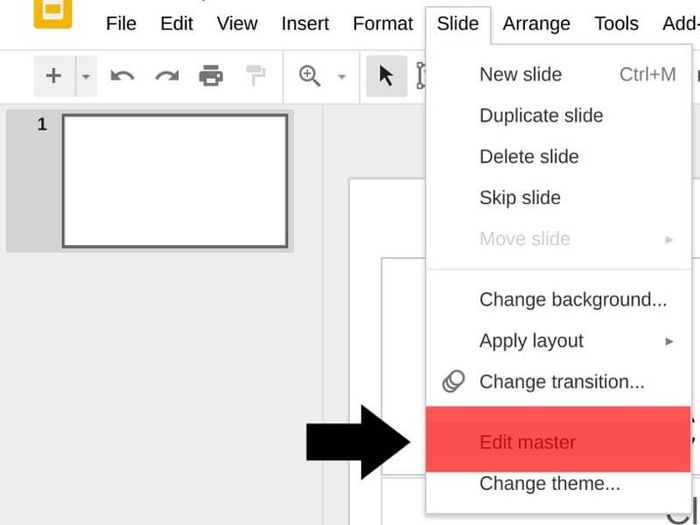 Tính năng Slide Master trong Google Slides