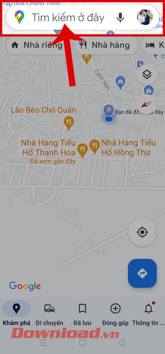 Nhấn vào ô tìm kiếm