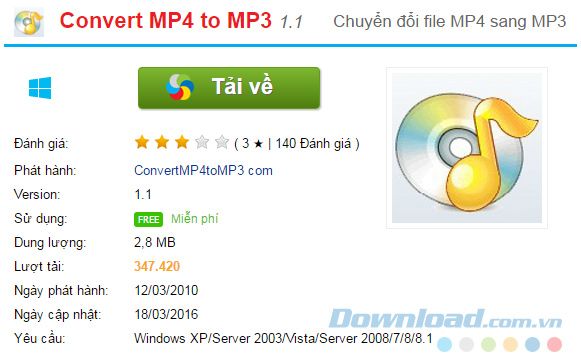 Ứng dụng MP4 to MP3 của Mytour