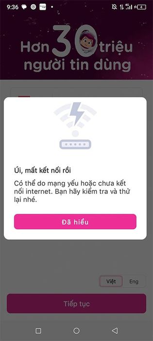 Lỗi kết nối - Đã mất kết nối
