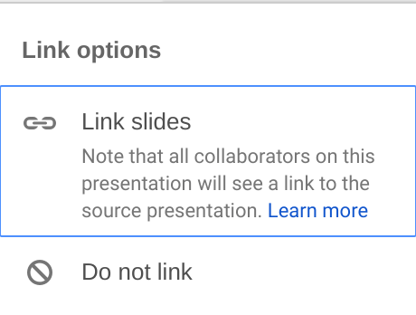 Liên kết slide trên Google Slides