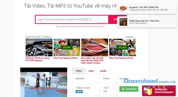 Tải video từ Youtube bằng Y2Mate