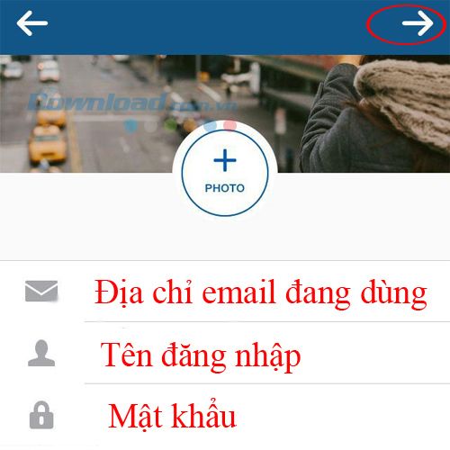 Điền thông tin đăng ký tài khoản trên Instagram