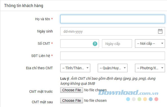 Nhập thông tin của bạn