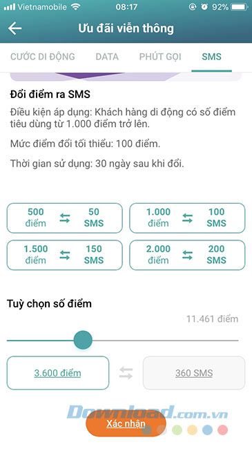 Đổi điểm Viettel++ thành tin nhắn SMS