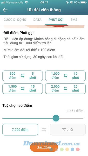 Đổi điểm Viettel++ thành thời gian gọi