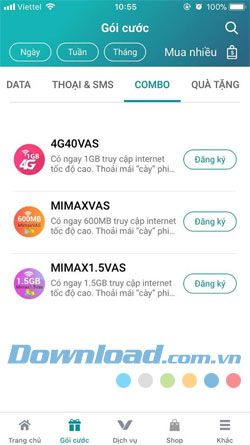 Đăng ký gói dịch vụ 3G của Viettel