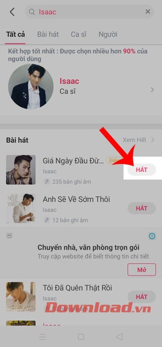 Chạm nút Hát