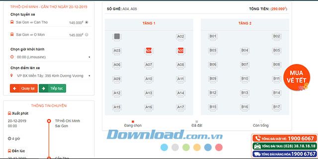 Chọn chỗ ngồi trên xe