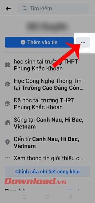 Nhấn vào biểu tượng ba chấm