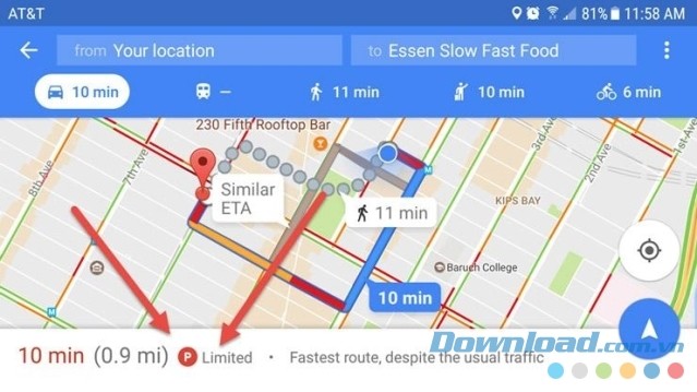 Google Maps ghi nhớ điểm đỗ xe