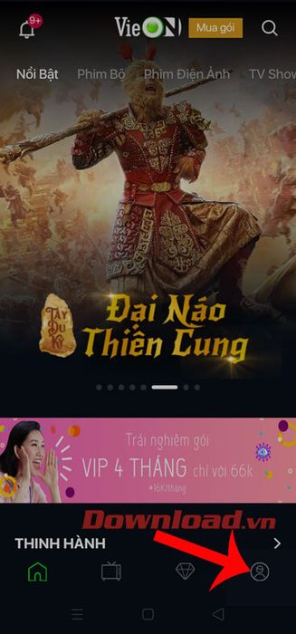 Nhấn vào biểu tượng tài khoản 