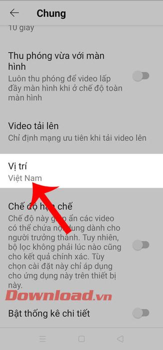 Chạm vào phần Địa điểm