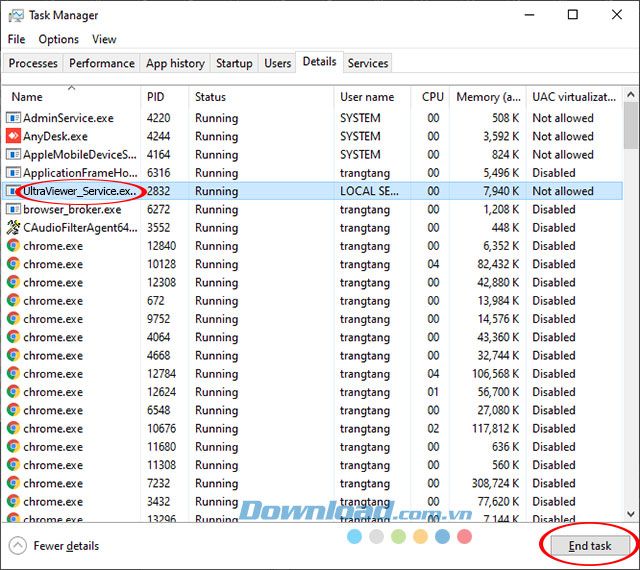 Tạm ngừng tác vụ Ultraviewer