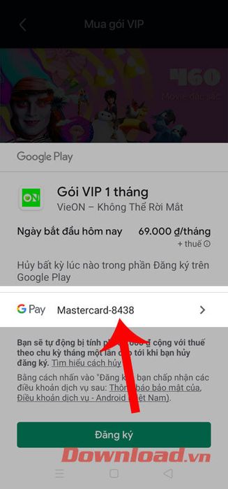 Chạm vào phần GPay